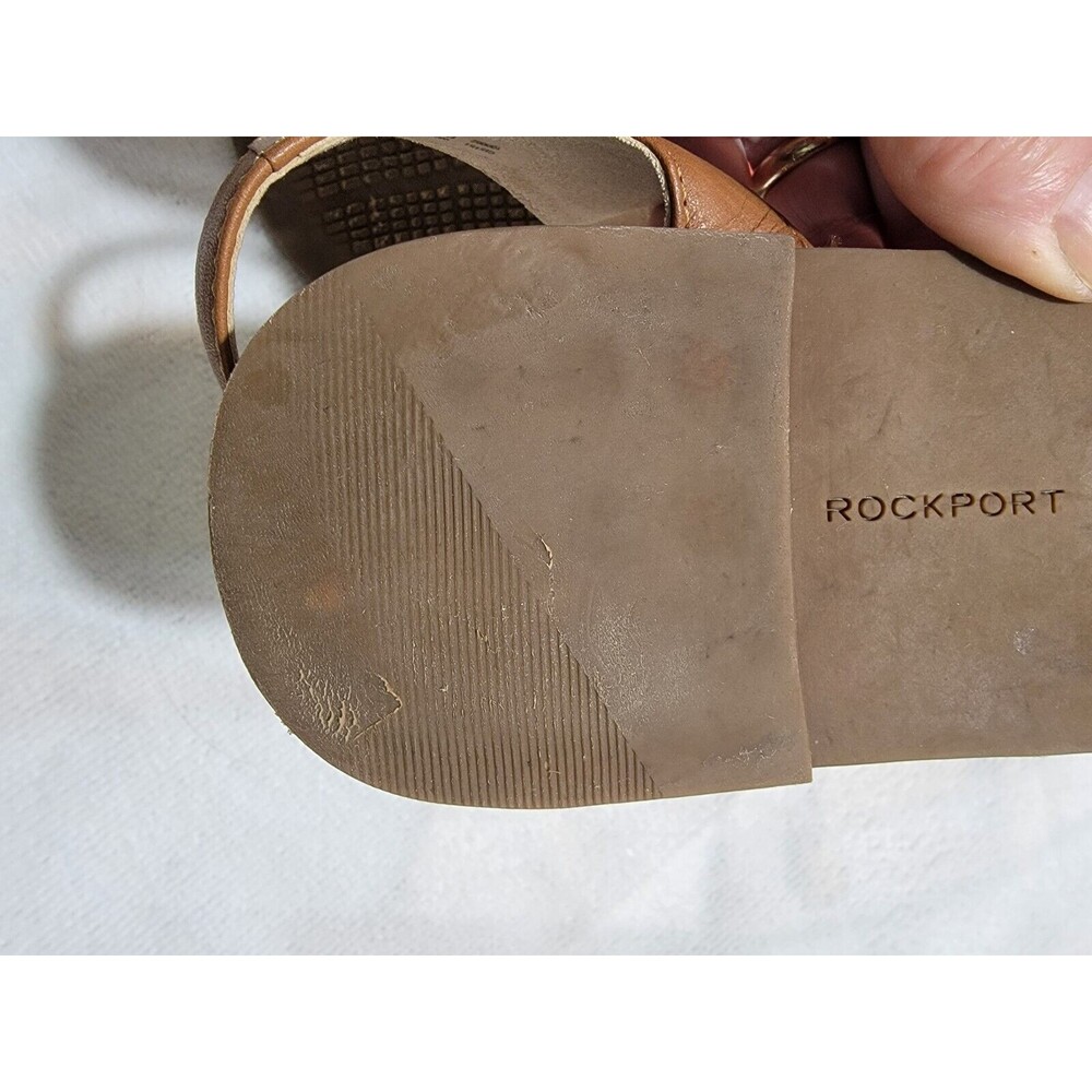 Rockport Total Motion Leather Flat Sandal Zadie Buckle‎ Brown Size 9 - Picture 4 of 14